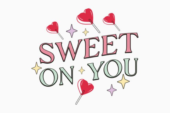 Retro Valentines Day Sweet on You SVG